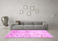 Machine Washable Abstract Pink Contemporary Rug, wshcon528pnk