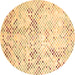 Round Abstract Brown Contemporary Rug, con528brn