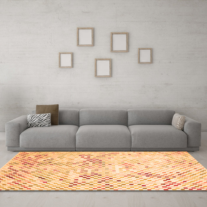 Machine Washable Abstract Orange Contemporary Area Rugs in a Living Room, wshcon528org