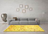 Machine Washable Abstract Yellow Contemporary Rug, wshcon528yw