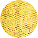 Round Machine Washable Abstract Yellow Contemporary Rug, wshcon528yw