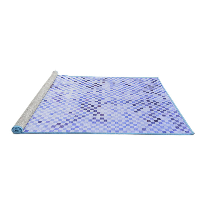 Sideview of Machine Washable Abstract Blue Contemporary Rug, wshcon528blu