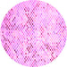 Round Abstract Pink Contemporary Rug, con528pnk