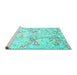 Sideview of Machine Washable Abstract Turquoise Contemporary Area Rugs, wshcon528turq