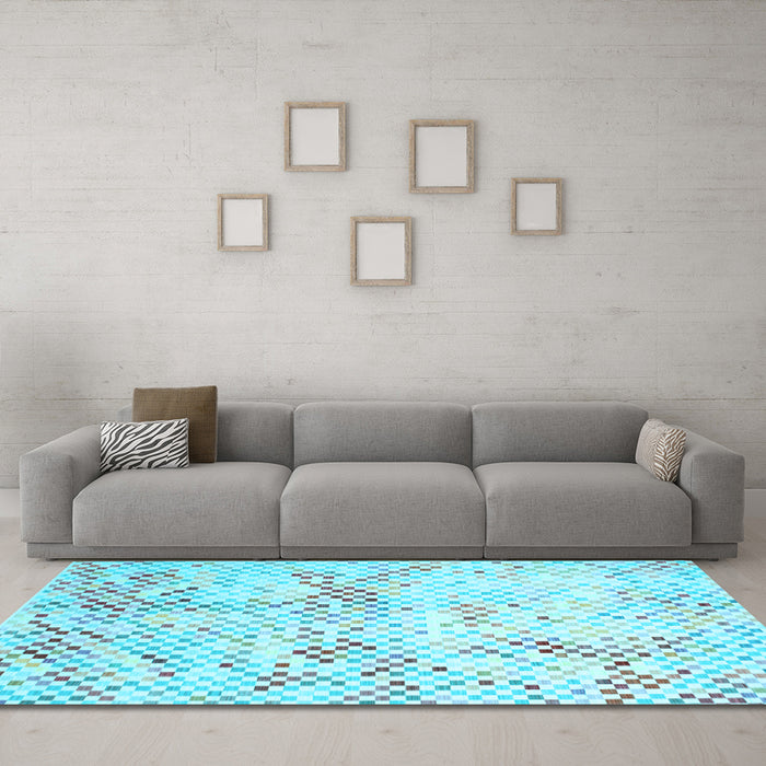 Machine Washable Abstract Light Blue Contemporary Rug in a Living Room, wshcon528lblu