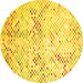 Round Abstract Yellow Contemporary Rug, con528yw