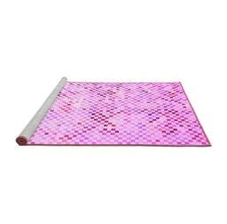 Sideview of Machine Washable Abstract Pink Contemporary Rug, wshcon528pnk
