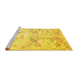 Sideview of Machine Washable Abstract Yellow Contemporary Rug, wshcon528yw