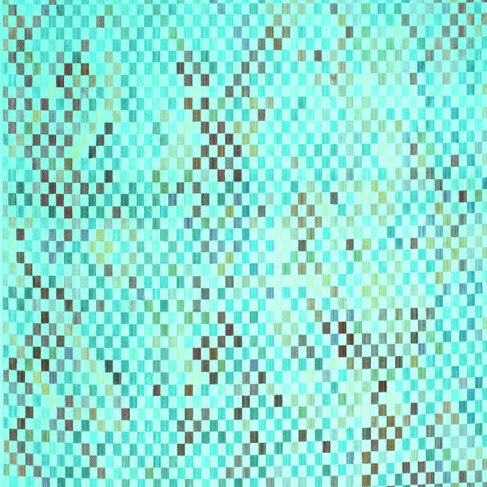 Square Machine Washable Abstract Turquoise Contemporary Area Rugs, wshcon528turq