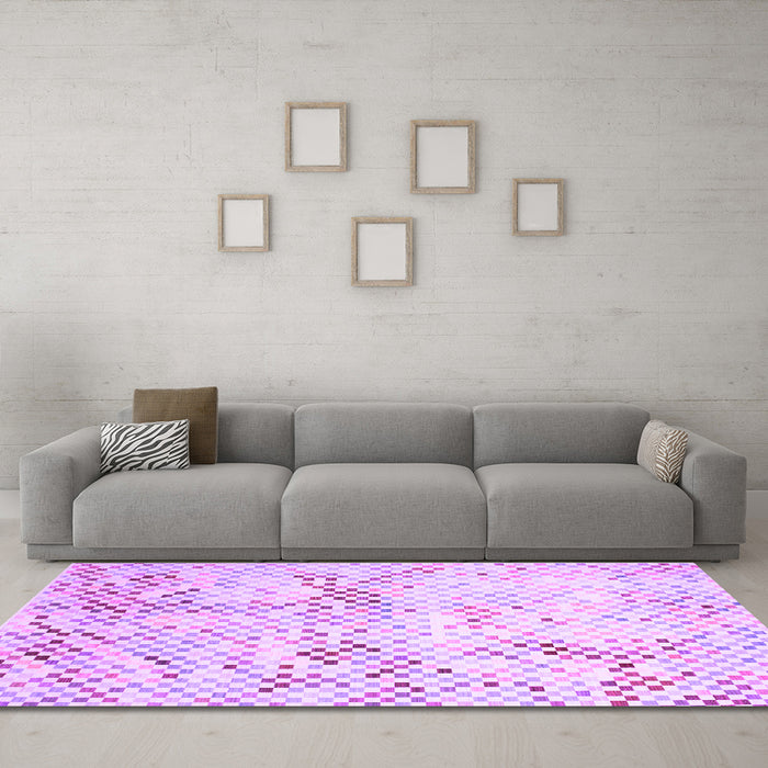 Machine Washable Abstract Purple Contemporary Area Rugs in a Living Room, wshcon528pur