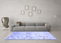 Machine Washable Abstract Blue Contemporary Rug, wshcon528blu