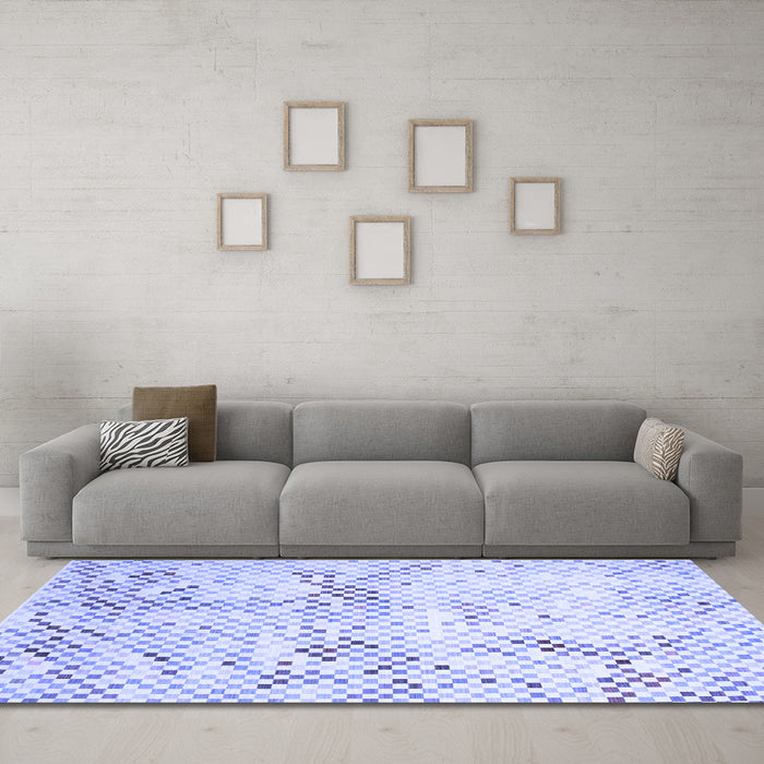 Machine Washable Abstract Blue Contemporary Rug in a Living Room, wshcon528blu