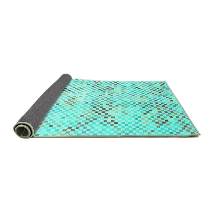Sideview of Abstract Turquoise Contemporary Rug, con528turq
