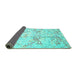 Sideview of Abstract Turquoise Contemporary Rug, con528turq