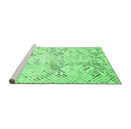 Sideview of Machine Washable Abstract Emerald Green Contemporary Area Rugs, wshcon528emgrn