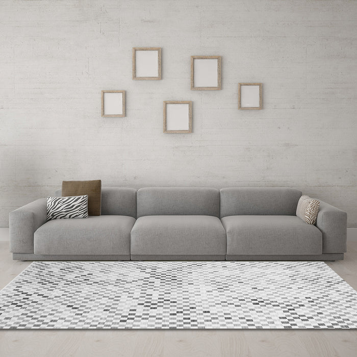 Machine Washable Abstract Gray Contemporary Rug in a Living Room,, wshcon528gry