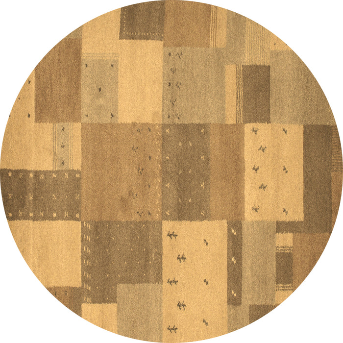Round Machine Washable Patchwork Brown Transitional Rug, wshcon529brn