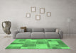 Machine Washable Patchwork Emerald Green Transitional Area Rugs in a Living Room,, wshcon529emgrn