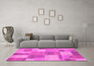 Machine Washable Patchwork Pink Transitional Rug in a Living Room, wshcon529pnk