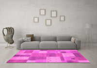 Machine Washable Patchwork Pink Transitional Rug, wshcon529pnk