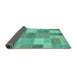 Sideview of Patchwork Turquoise Transitional Rug, con529turq