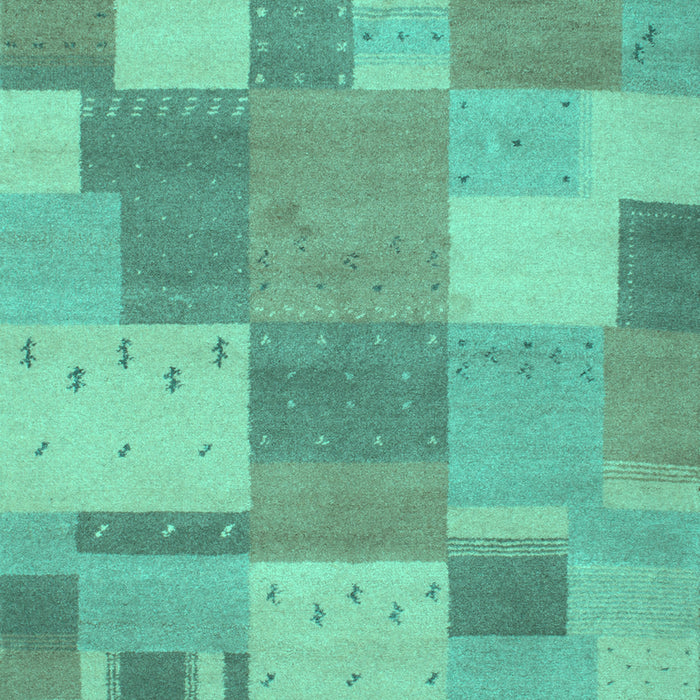Machine Washable Patchwork Turquoise Transitional Area Rugs, wshcon529turq