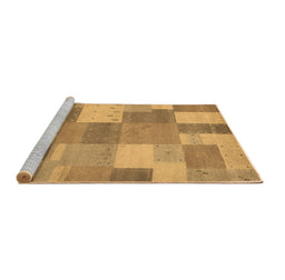 Sideview of Machine Washable Patchwork Brown Transitional Rug, wshcon529brn
