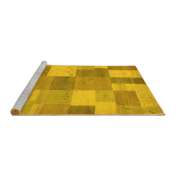 Sideview of Machine Washable Patchwork Yellow Transitional Rug, wshcon529yw