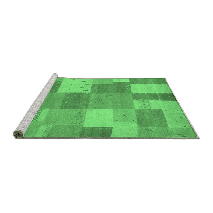 Sideview of Machine Washable Patchwork Emerald Green Transitional Area Rugs, wshcon529emgrn