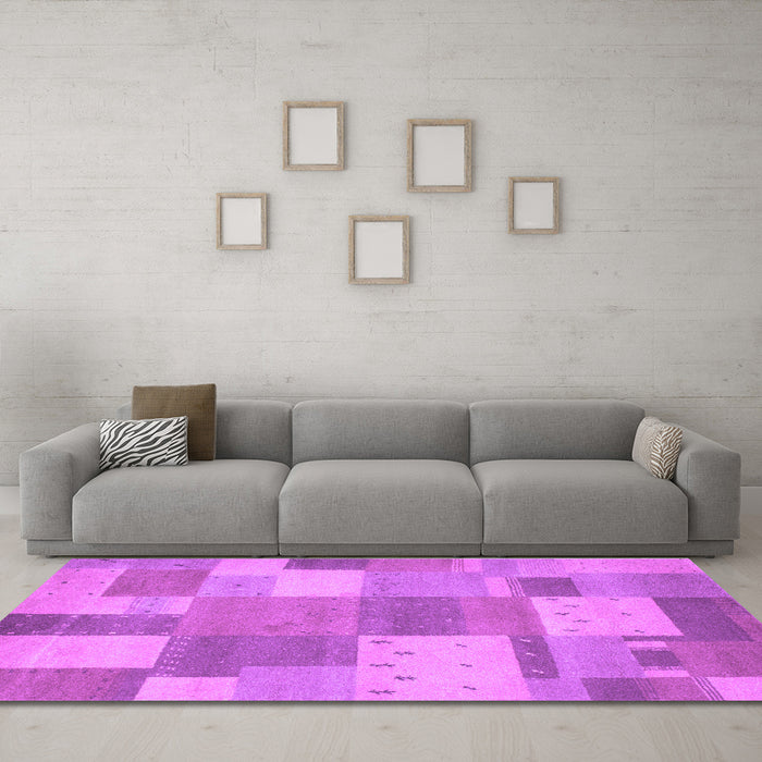 Machine Washable Patchwork Purple Transitional Area Rugs in a Living Room, wshcon529pur