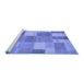 Sideview of Machine Washable Patchwork Blue Transitional Rug, wshcon529blu