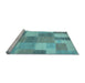 Sideview of Machine Washable Patchwork Light Blue Transitional Rug, wshcon529lblu