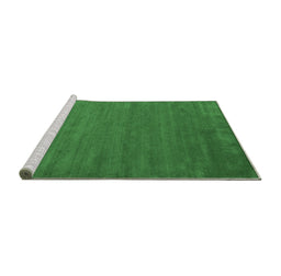 Sideview of Machine Washable Abstract Emerald Green Contemporary Area Rugs, wshcon52emgrn