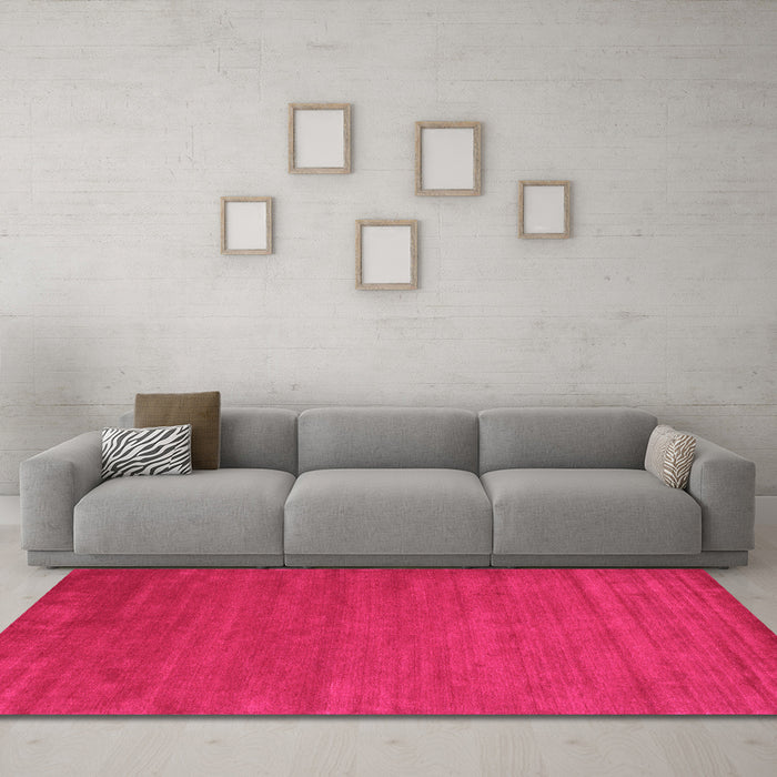 Machine Washable Abstract Pink Contemporary Rug in a Living Room, wshcon52pnk
