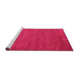 Sideview of Machine Washable Abstract Pink Contemporary Rug, wshcon52pnk