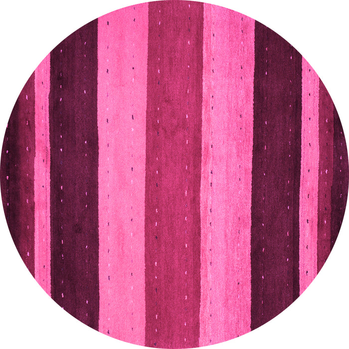 Round Machine Washable Abstract Pink Contemporary Rug, wshcon530pnk