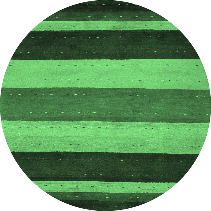 Round Abstract Emerald Green Contemporary Rug, con530emgrn