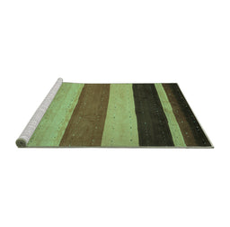 Sideview of Machine Washable Abstract Turquoise Contemporary Area Rugs, wshcon530turq
