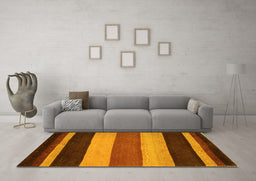 Machine Washable Abstract Yellow Contemporary Rug in a Living Room, wshcon530yw