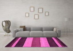 Machine Washable Abstract Purple Contemporary Area Rugs in a Living Room, wshcon530pur