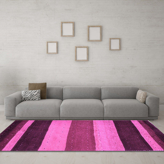 Machine Washable Abstract Purple Contemporary Area Rugs in a Living Room, wshcon530pur