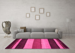 Machine Washable Abstract Pink Contemporary Rug in a Living Room, wshcon530pnk