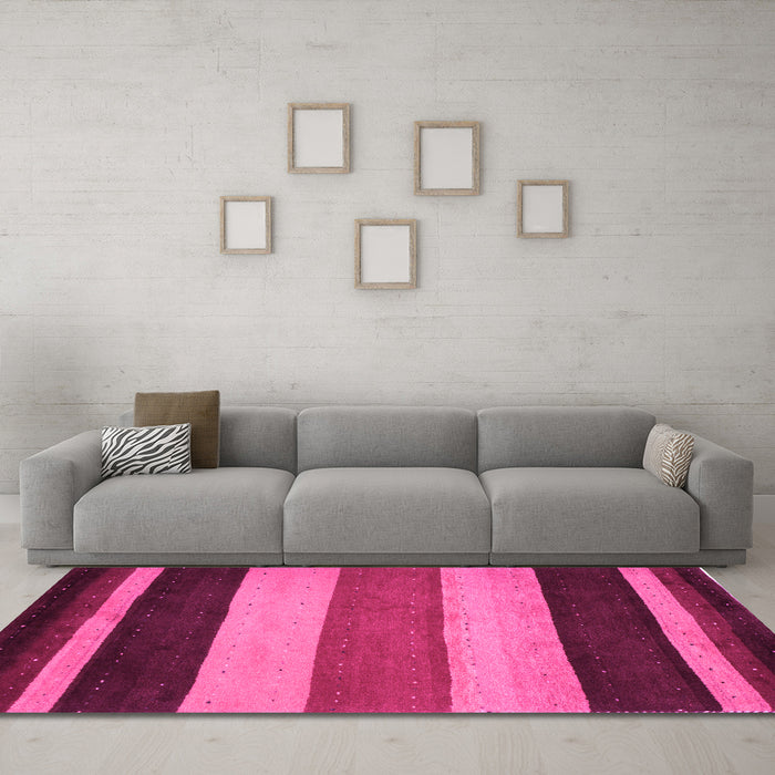 Machine Washable Abstract Pink Contemporary Rug in a Living Room, wshcon530pnk