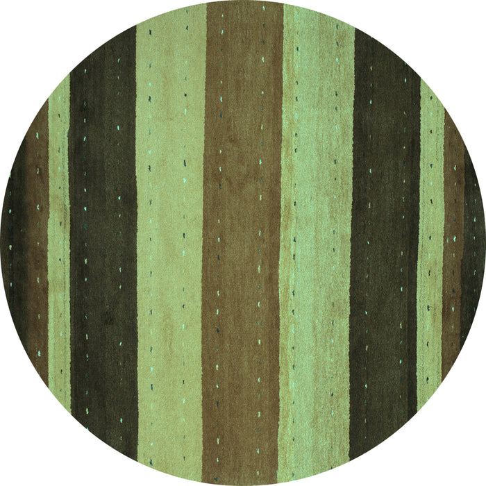 Round Abstract Turquoise Contemporary Rug, con530turq