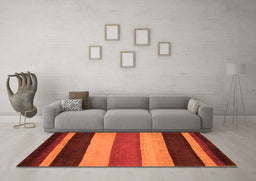 Machine Washable Abstract Orange Contemporary Area Rugs in a Living Room, wshcon530org