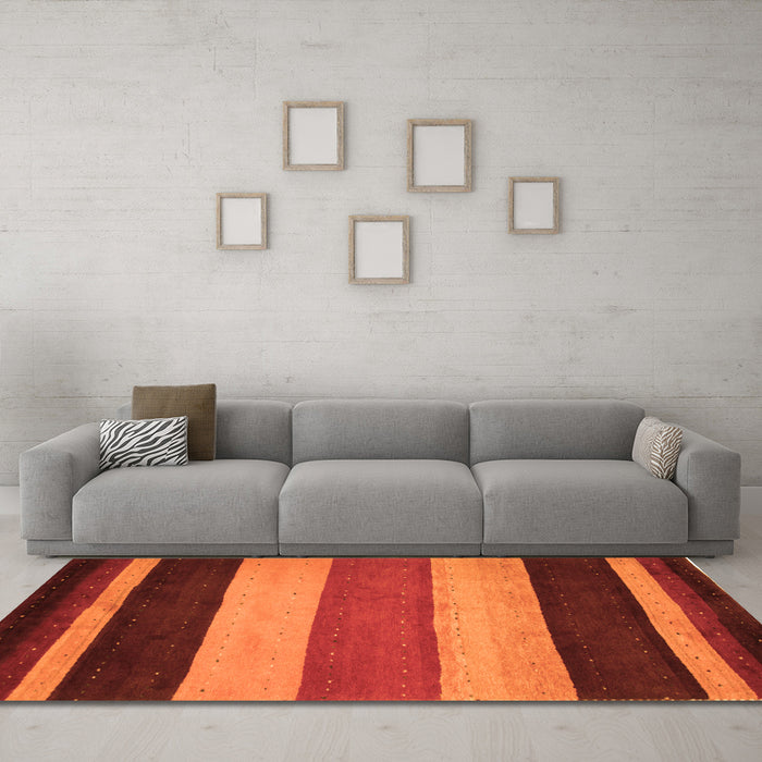 Machine Washable Abstract Orange Contemporary Area Rugs in a Living Room, wshcon530org