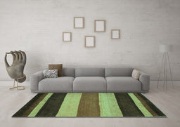 Machine Washable Abstract Turquoise Contemporary Area Rugs in a Living Room,, wshcon530turq
