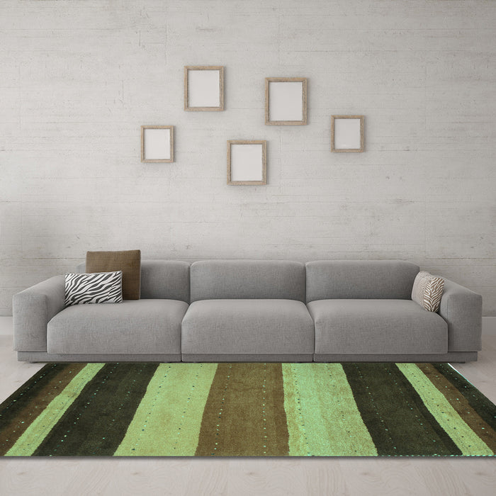 Machine Washable Abstract Turquoise Contemporary Area Rugs in a Living Room,, wshcon530turq