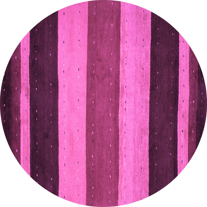 Round Machine Washable Abstract Purple Contemporary Area Rugs, wshcon530pur