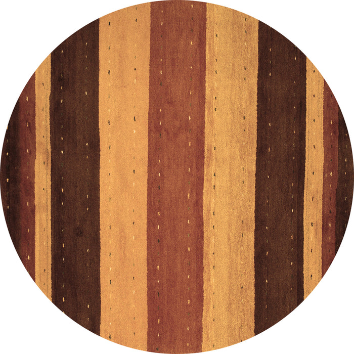 Round Abstract Brown Contemporary Rug, con530brn